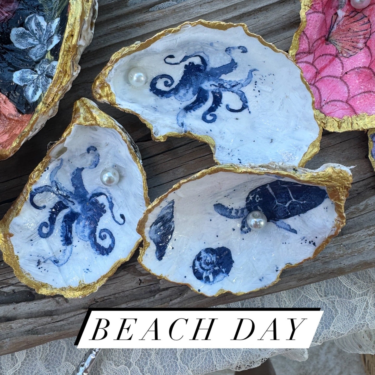 Nautical Shell Plates, napkin holder, decor