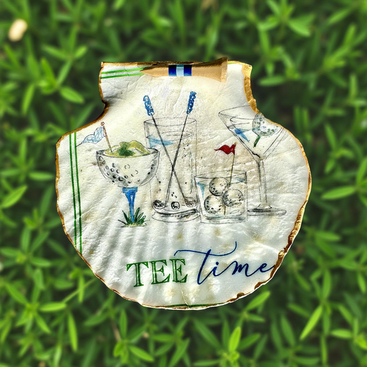 Tee Time! Large golf theme scallop shell