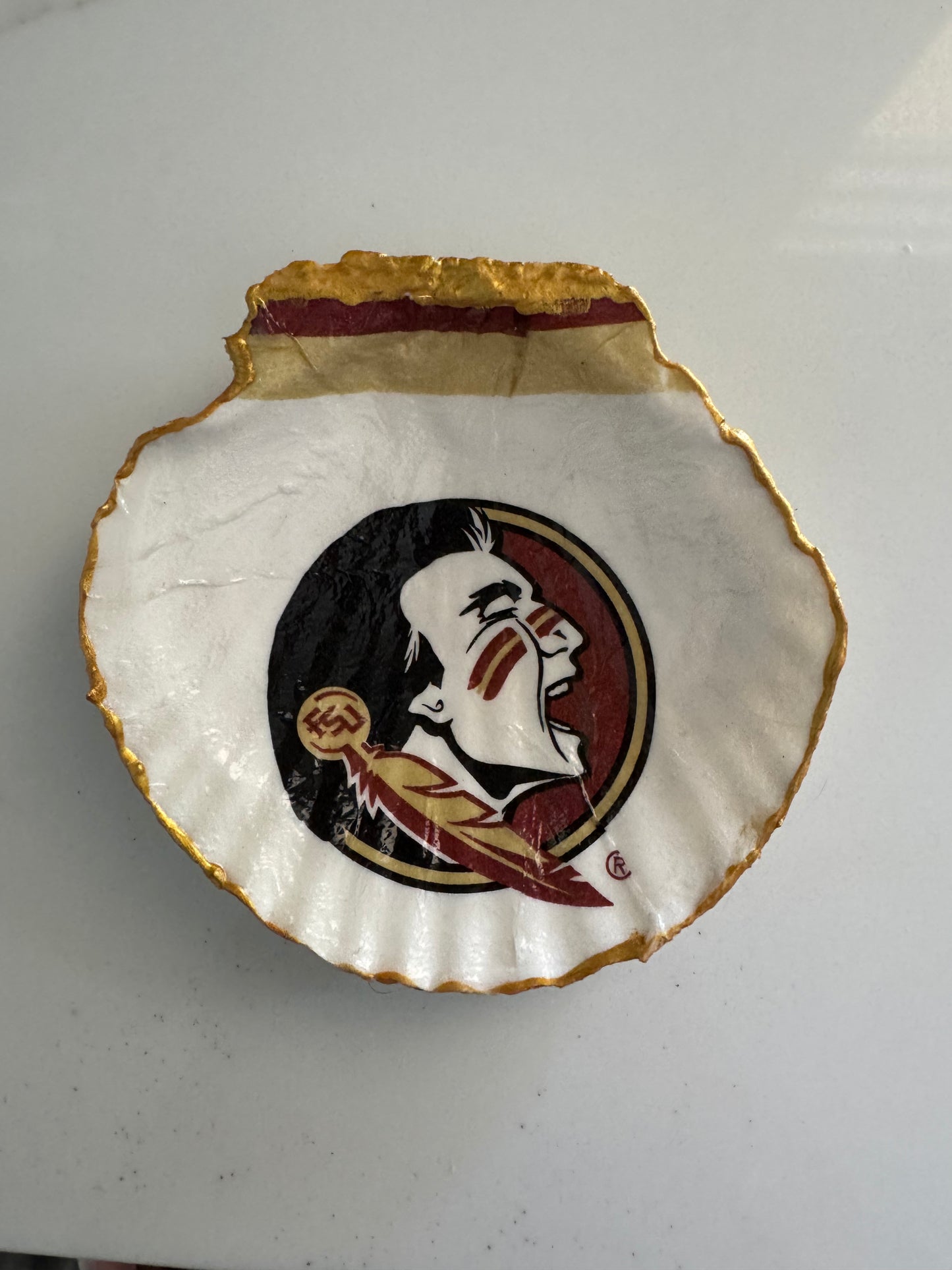 FSU football large scallop shell jewelry dish