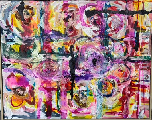 Stephanie Dierra, Acrylics, mixed media, collage and alcohol inks